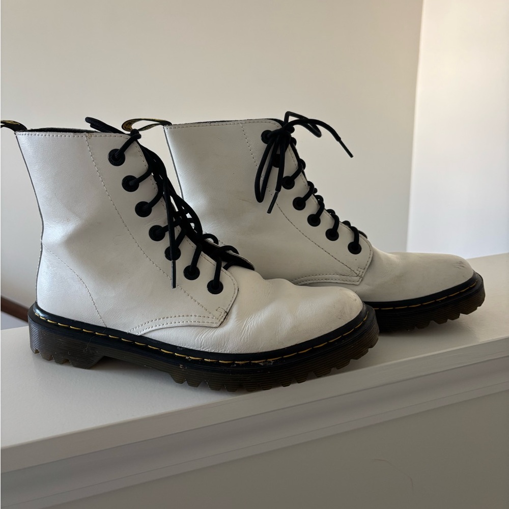 Dr. Martens Women's White Lace-Up Boots